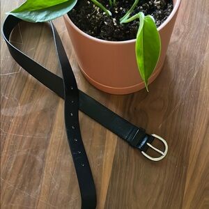 Madewell Black Leather Belt with Silver Buckle